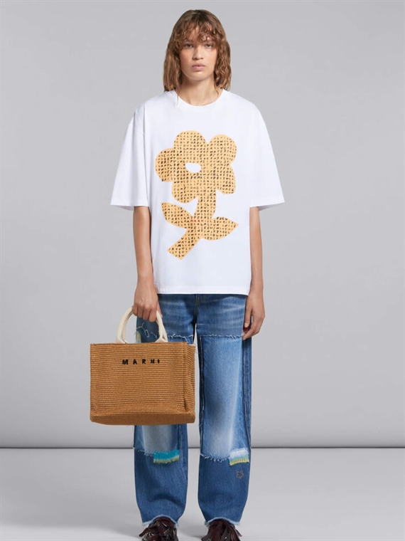 Marni Small Raffia Tote, Raw Siena/Natural 